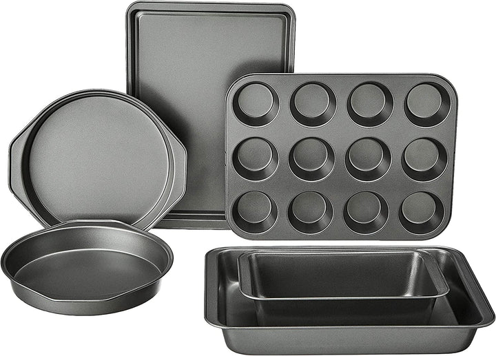 Tavă pentru brioșe, antiaderentă, oțel carbon, pachet de 2, gri, 35 cm X 26.8 cm X 3 cm Matrite si tavi pentru copt Naty Shop Set de copt