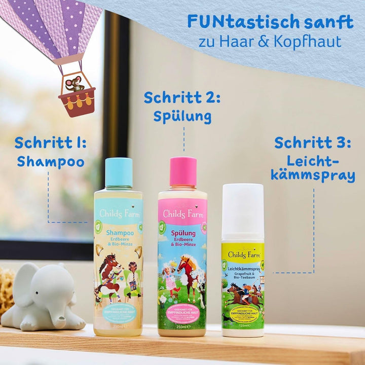 Spray de pieptănat ușor pentru copii Childs Farm 125 ml | Grapefruit și arbore de ceai organic | Descurcă și netezește | Potrivit pentru pielea uscată, sensibilă și pentru pielea predispusă la neurodermatită Produse pentru descurcarea părului Naty Shop