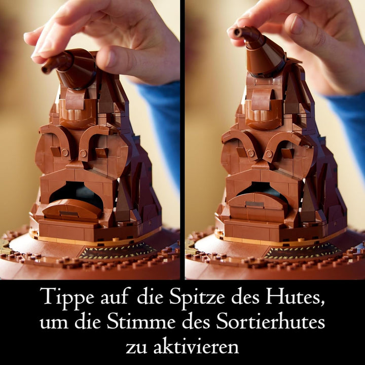 LEGO Harry Potter Pălăria vorbitoare, model Hogwarts pentru adulți, cadou de film pentru femei, bărbați, mamă și tată, cu 31 de combinații de sunete aleatorii, te sortează în casa ta Hogwarts 76429 Seturi de constructie Besuche den LEGO-Store