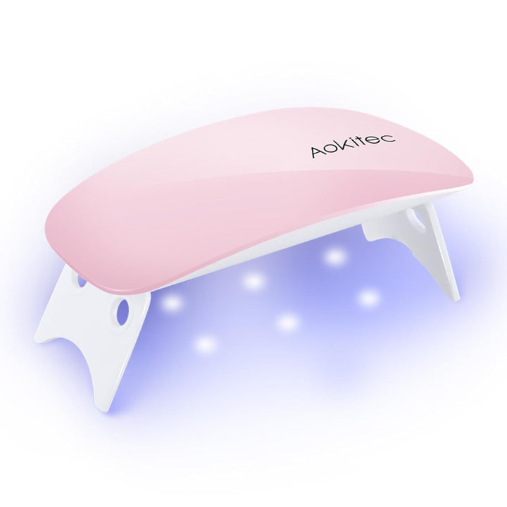 Lampă UV LED mini Aokitec, lampă UV pentru unghii cu gel, uscător de unghii portabil pentru toate tipurile de ojă cu gel, instrument de întărire în formă de șoarece, compactă, ușoară cu cablu USB (alb)