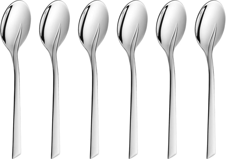 Gerlach Flames Besteck-Set 12 Personen Spülmaschinenfest Essbesteck Edelstahl Elegantes Tafelbesteck Messer Gabel Löffel Teelöffel Kuchengabel Soßenlöffel Kuchenspachtel Glänzend Rostfrei 68 Stk Bucatarie Naty Shop Silberglänzend 6 El. Kaffeelöffel Set
