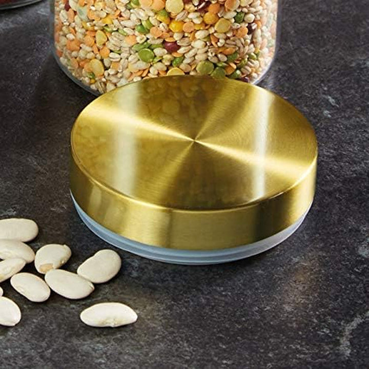 MasterClass Borcan etanș din sticlă pentru depozitarea alimentelor cu capac din alamă, 700 ml (1.25 pts) Cutii depozitare alimente Naty Shop