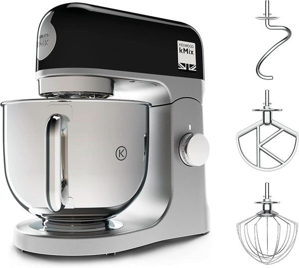 Kenwood Kmix KMX750BK Küchenmaschine, 5 L Edelstahl Schüssel, Safe-Use-Sicherheitssystem, Metallgehäuse, 1000 Watt, Inkl. 3-Teiligem Patisserie-Set Und Spritzschutz, Schwarz, 240X385X355 Naty Shop Negru 2 240 X 385 X 355 mm