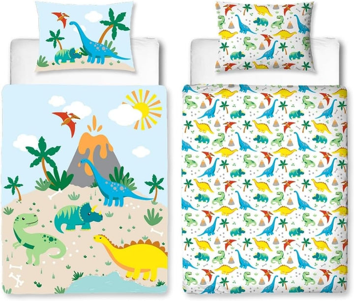 Lenjerie de pat pentru copii, bumbac Lenjerie de pat - copii Naty Shop 100 X 135 + 40 X 60 Dino flanel