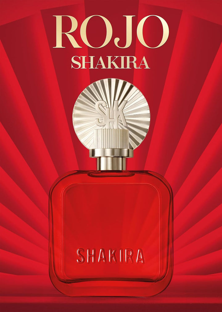 Shakira Parfums – ROJO by Shakira Apă de Parfum pentru Femei – De lungă durată – Parfum puternic, senzual și fermecător – Note florale, picante și de chihlimbar – Ideal pentru zi – 50 ml