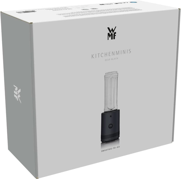 WMF Küchenminis Smoothie-To-Go, Mini Standmixer Mit Zwei Mix-/Trinkbehältern 0,6L, Mixer Hochleistungsmixer 300 W, Edelstahl Matt, Schwarz Bucatarie Naty Shop