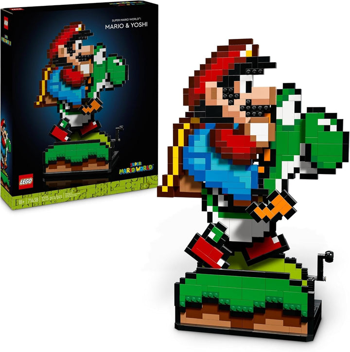LEGO Super Mario World: Mario & Yoshi Nintendo Set de colecționat, figuri pixelate, model de construit și expus, decorațiuni pentru casă și de colecționat, kit de model și cadou pentru fanii adulți 71438 Seturi de constructie Besuche den LEGO-Store Titlu implicit