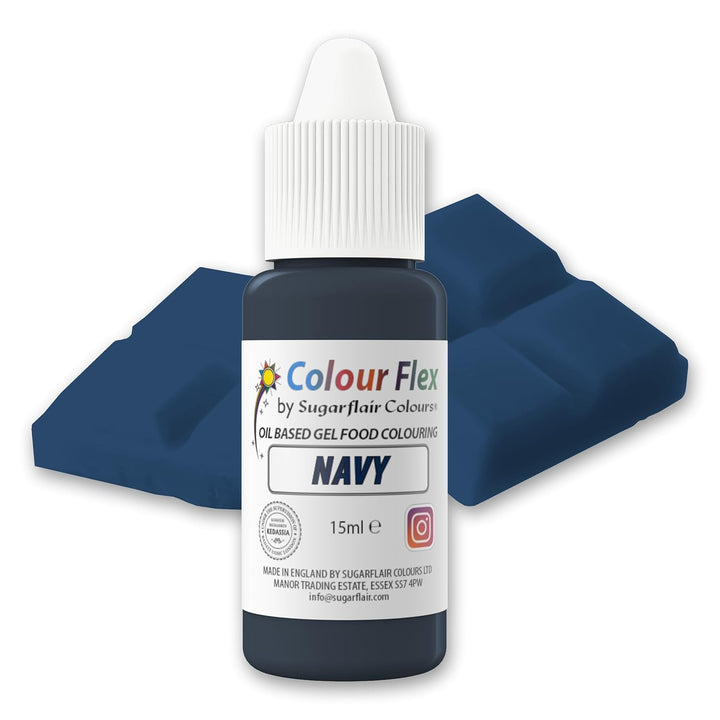 Sugarflair Colourflex Lebensmittelfarbe Auf Ölbasis Navy Blue, Flüssige Lebensmittel Farbe Hochkonzentriert, Food Coloring Für Buttercreme, Schokolade, Teige, Fondant, Zuckerguss Und Mehr - 15 Ml Coloranti Alimentari Naty Shop