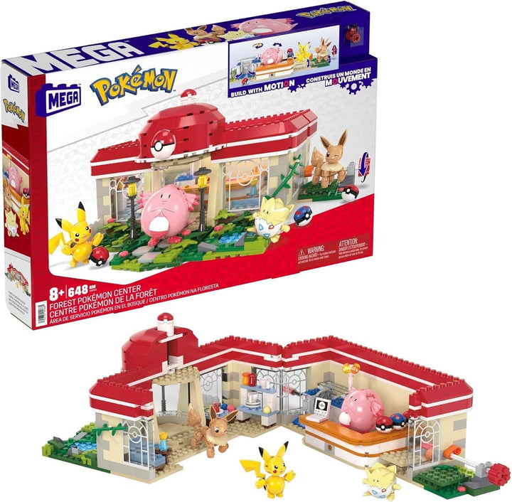 MEGA Pokémon Action Figure Building Toy, Arena de antrenament cu 1101 piese, joc de lupte și 5 figuri mobile pentru copii, HWR82 Action figures Naty Shop Set de construcție