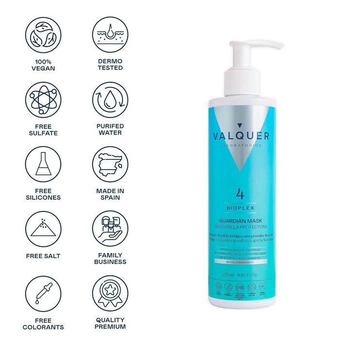 Valquer Bioplex No. 4 Mască de păr hidratantă intensivă pentru toate tipurile de păr. Repară și protejează părul deteriorat, uscat și vopsit. Vegană. 275 ml Masca de par Naty Shop