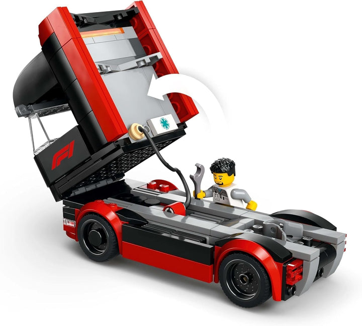 LEGO City F1 Transporter with RB20 & AMR24 F1 Racing Cars - Toy Car Transporter for Red Bull & Aston Martin Formula 1 Teams - Incl. 5 Minifigures - Gift for Boys & Girls Ages 8+ 60445 Seturi de constructie Besuche den LEGO-Store