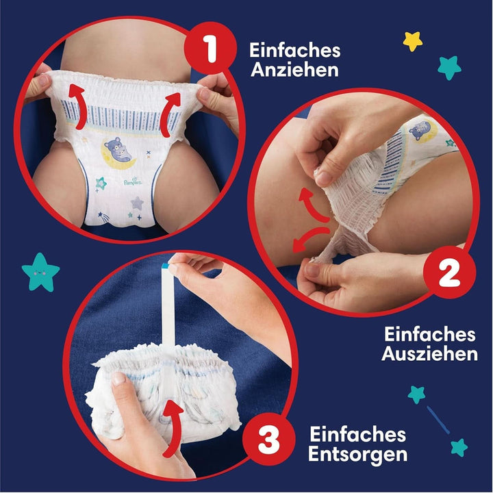 Pampers Night Nappies Pants, pantalonii pentru scutece oferă protecție suplimentară pentru întreaga noapte Mama si Copilul Naty Shop