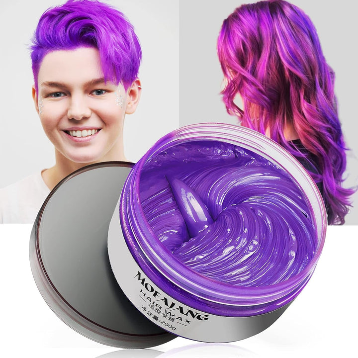 Culoare temporară a părului, Styling Hair Tone pentru bărbați femei, Pomadă pentru coafură naturală, Ceară pentru vopsirea părului pentru petreceri, Cosplay și Halloween, 4.23 oz (Silver Grey) Vopsea pentru par Naty Shop Violet