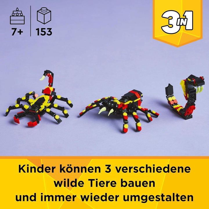 LEGO Creator 3In1 Animale sălbatice: Păianjen surpriză - jucărie de reconstruit într-o figură de scorpion sau șarpe - set de construcție cu 3 modele - cadou pentru băieți și fete de la 7 ani 31159 Seturi de constructie Besuche den LEGO-Store