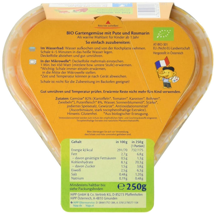 Legume de grădină hipp cu curcan și rozmarin, pachet de 6 (6 x 250 g) Mama si Copilul Naty Shop