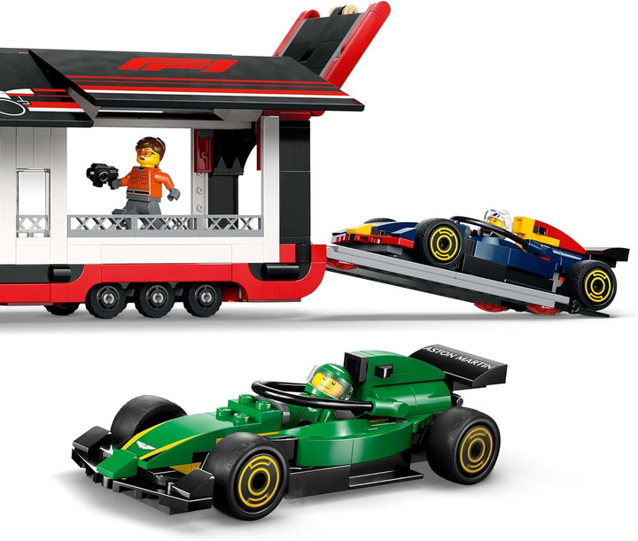 LEGO City F1 Transporter with RB20 & AMR24 F1 Racing Cars - Toy Car Transporter for Red Bull & Aston Martin Formula 1 Teams - Incl. 5 Minifigures - Gift for Boys & Girls Ages 8+ 60445 Seturi de constructie Besuche den LEGO-Store