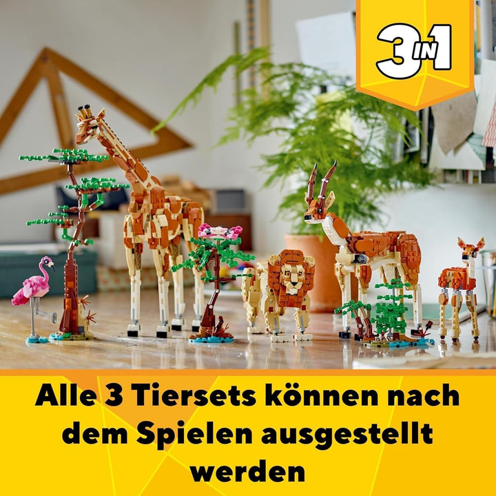 LEGO Creator 3In1 Animal Safari, set creativ cu figurine de animale, 3 opțiuni de construcție: Girafă de jucărie, gazelă și leu, animale de jucărie pentru fete și băieți, cadou natural pentru copii cu vârsta de 9+ 31150 Seturi de constructie Besuche den LEGO-Store