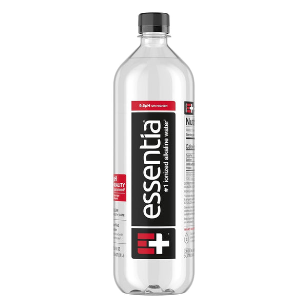 Essentia 1 Liter Bottled Water; 99.9% Pure, Infused with Electrolytes for a Smooth Taste, Ph 9.5 or Higher; Ionized Alkaline Water Apa USA Naty Shop Unflavored 33.81 Fl Oz (Pack Of 1)