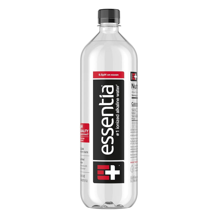 Essentia 1 Liter Bottled Water; 99.9% Pure, Infused with Electrolytes for a Smooth Taste, Ph 9.5 or Higher; Ionized Alkaline Water Apa USA Naty Shop Unflavored 33.81 Fl Oz (Pack Of 1)