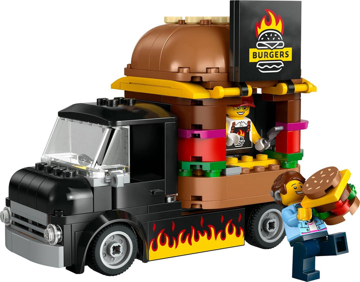 LEGO City Burger Truck, set de construcție cu mașină de jucărie pentru copii de 5 ani, minifigurină Food Truck și accesorii, cadou distractiv pentru băieți și fete 60404 Seturi de constructie Besuche den LEGO-Store