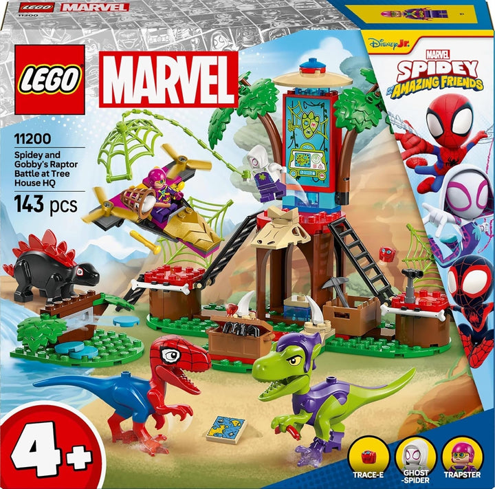 LEGO Marvel Showdown at the Treehouse: Spidey-Rex Vs. Gobby-Raptor, Set de construit și jucat cu dinozauri, cadou cu dinozauri de jucărie pentru băieți și fete cu vârsta peste 4 ani, Spidey și super prietenii săi 11200 Seturi de constructie Besuche den LEGO-Store