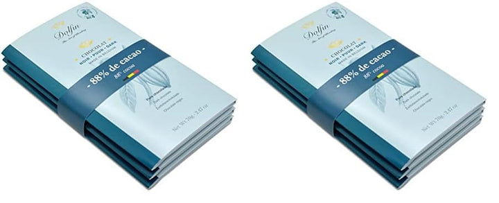 Dolfin Pachet de 3 ciocolată cu diverse arome - ciocolată artizanală belgiană, 210 g Bomboane de Ciocolata Naty Shop 210 G (2 seturi x 3 tablete) Cacao 88%