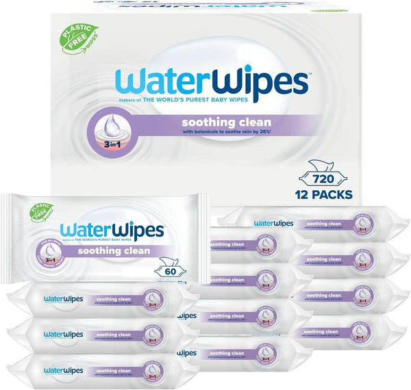 Waterwipes Lindernde Säuberndebabytücher, 720 Tücher (12 Packungen), Mit 99% Wasser & Botanischen Extrakten, Feuchttücher Für Gesicht & Körper Naty Shop
