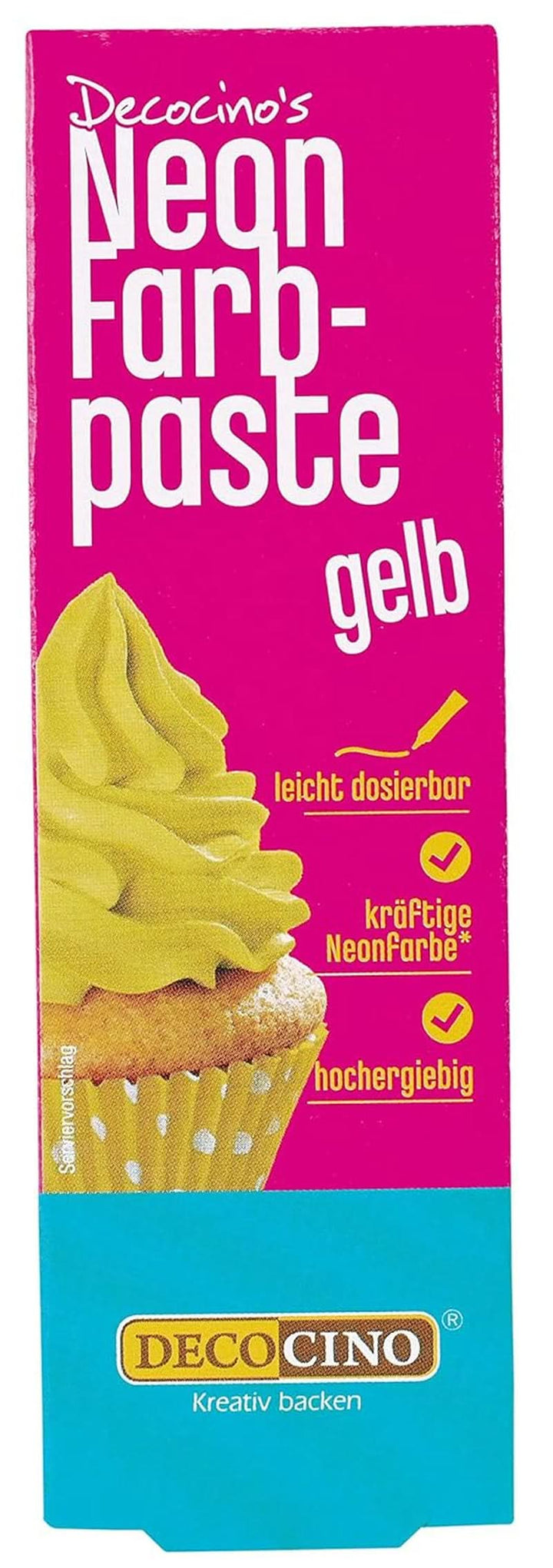 Decocino Neon Food, Colorant alimentar pasta, gust neutru Coloranti Alimentari Naty Shop Galben 25 grame