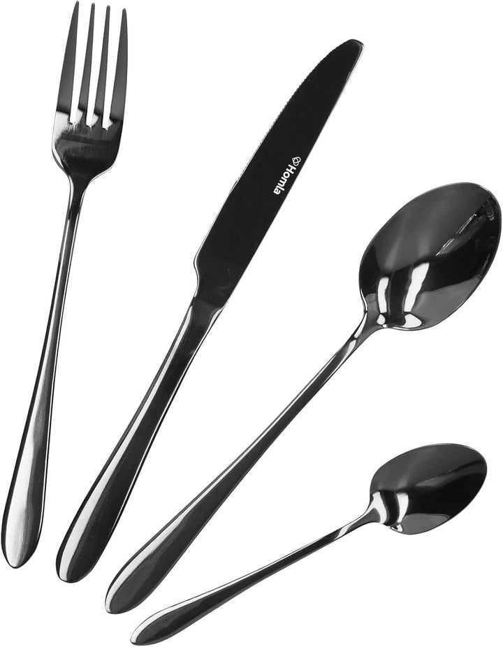 HOMLA Abele Besteckset Für Vier Personen 16-Teilig Edelstahl Hygienisch Elegant Leicht Zu Reinigen Gold Bucatarie Naty Shop Schwarz