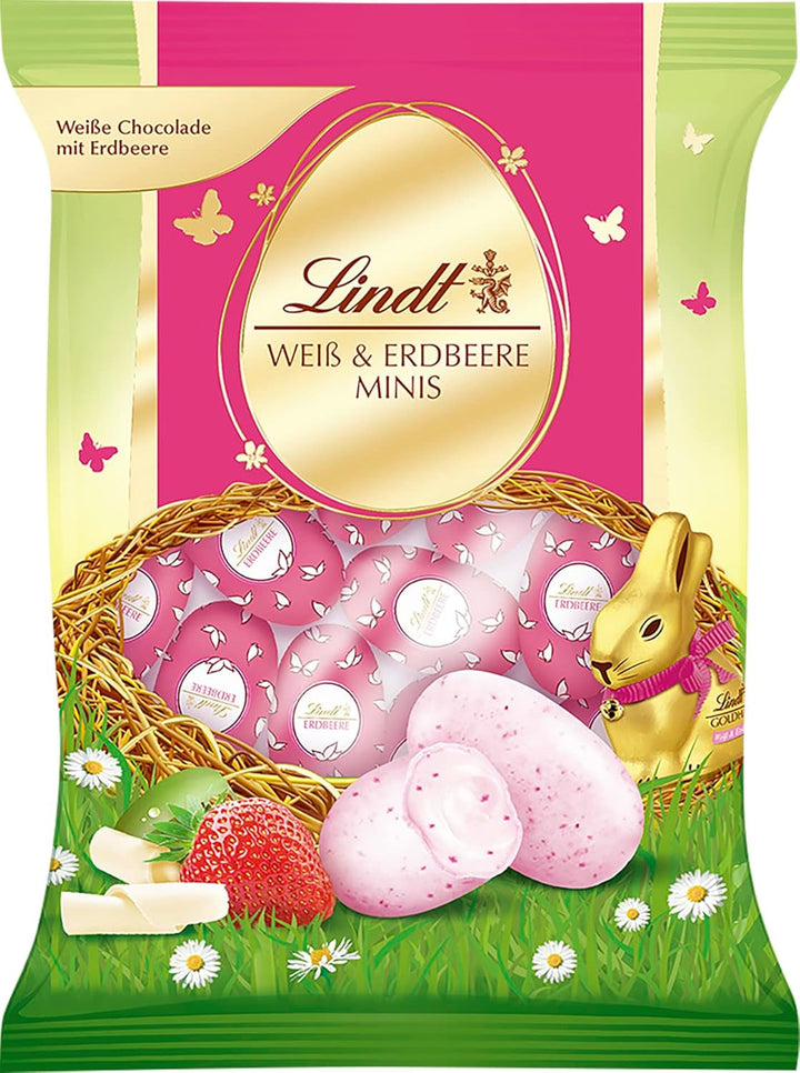 Lindt Ciocolată Specialități Mix Ouă, cinci arome cu și fără alcool Bomboane de Ciocolata Naty Shop Căpșuni