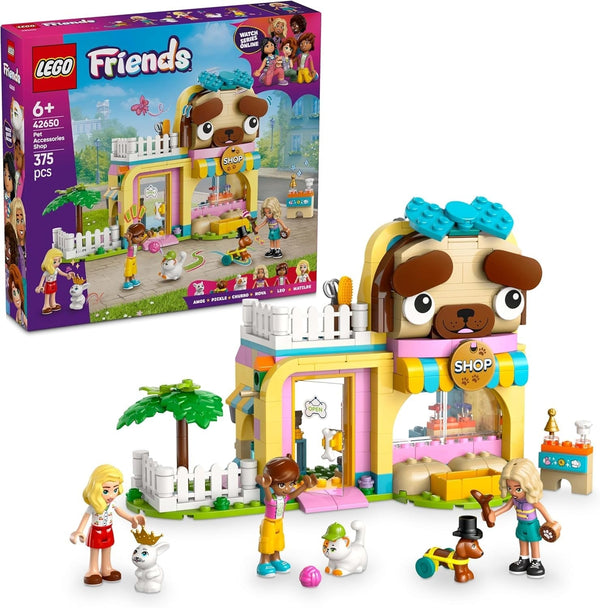 Magazin de accesorii pentru animale LEGO Friends, set de joacă pentru jocuri de rol, jucărie educativă pentru fete de la 6 ani, 3 minifigurine și 3 figuri de animale, pisică, câine și iepuraș, idee de cadou pentru copii 42650 Seturi de constructie Besuche den LEGO-Store Titlu implicit