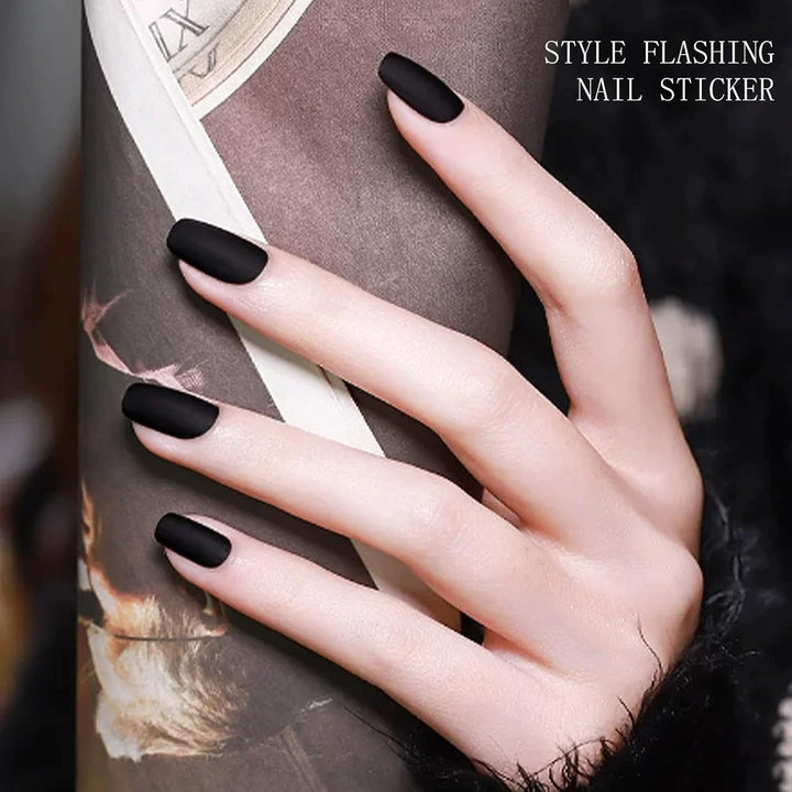 JMEOWIO Nagelfolie UV Härtend Karbon Schwarz Halloween UV Gel Nail Strips Nagelsticker Nagelaufkleber Nail Art Dekoration Nageldesign Zubehör