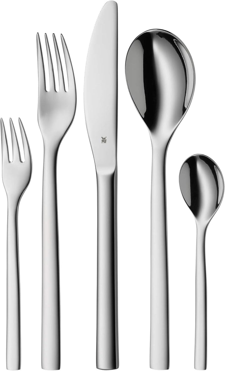 WMF Atria Besteck Set 12 Personen, Essbesteck 60 Teilig, Monobloc-Messer, Cromargan Edelstahl Poliert, Spülmaschinenfest Bucatarie Naty Shop Single Besteck-Set