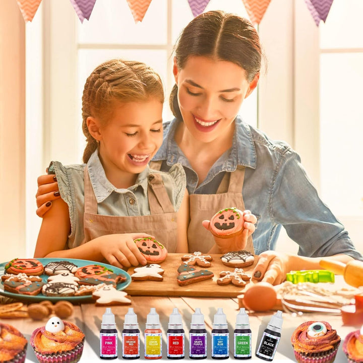 Lebensmittelfarbe 8X10Ml – Flüssige Hochkonzentrierte Lebensmittelfarbe Set Zum Backen, Kuchen, Kekse, Glasur, Macaron, Fondant – Lebendiger Lebensmittelfarbstoff Für DIY Seifen Schleim Kunsthandwerk Naty Shop