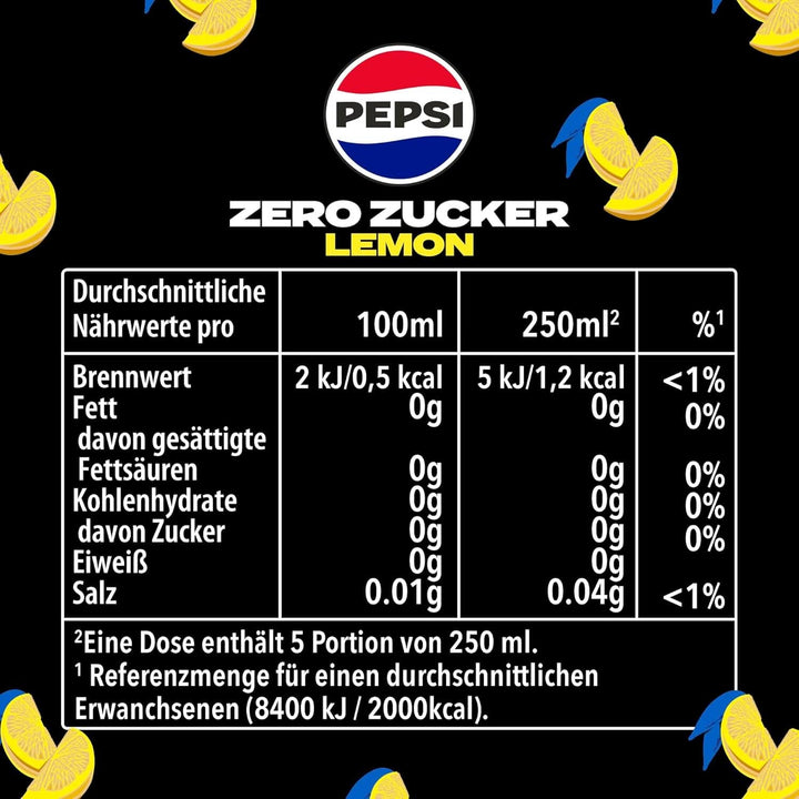 Pepsi Zero Sugar Lemon, Băutura răcoritoare fără zahăr de la Pepsi cu aromă de lămâie, set 6 x 1,25 litri Naty Shop
