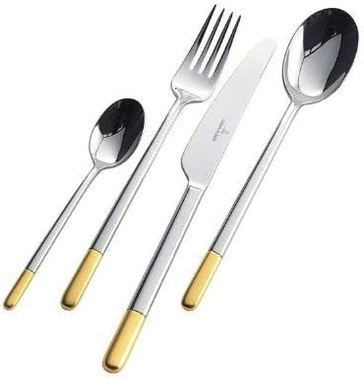 Villeroy & Boch - Ella Tacâmuri parțial placate cu aur aur, 30 bucăți, 6 persoane, lavabil în mașina de spălat vase, oțel inoxidabil Bucatarie Naty Shop