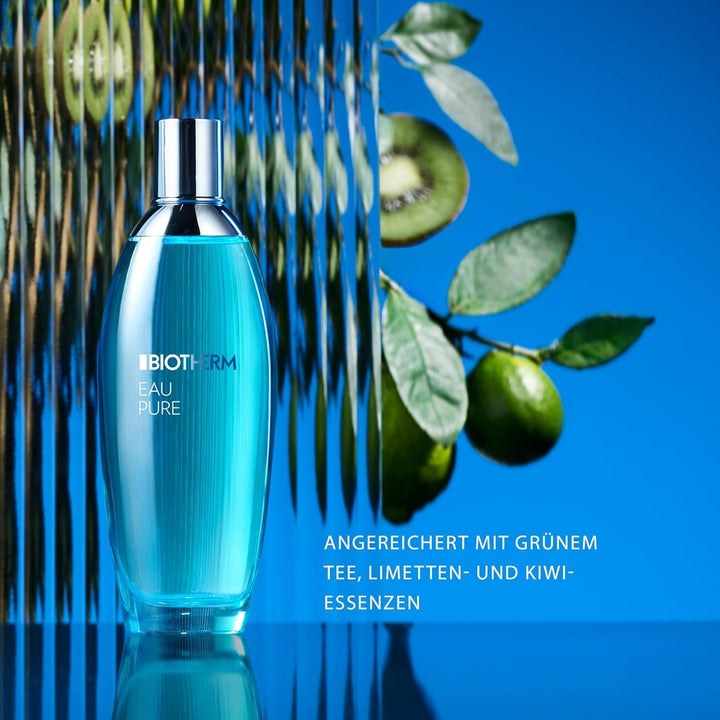 Biotherm Eau Pure Eau De Toilette, parfum de îngrijire corporală pentru femei, răcoritor și hidratant, cu esențe de fructe verzi și uleiuri esențiale, împrospătează și revigorează intens pielea.