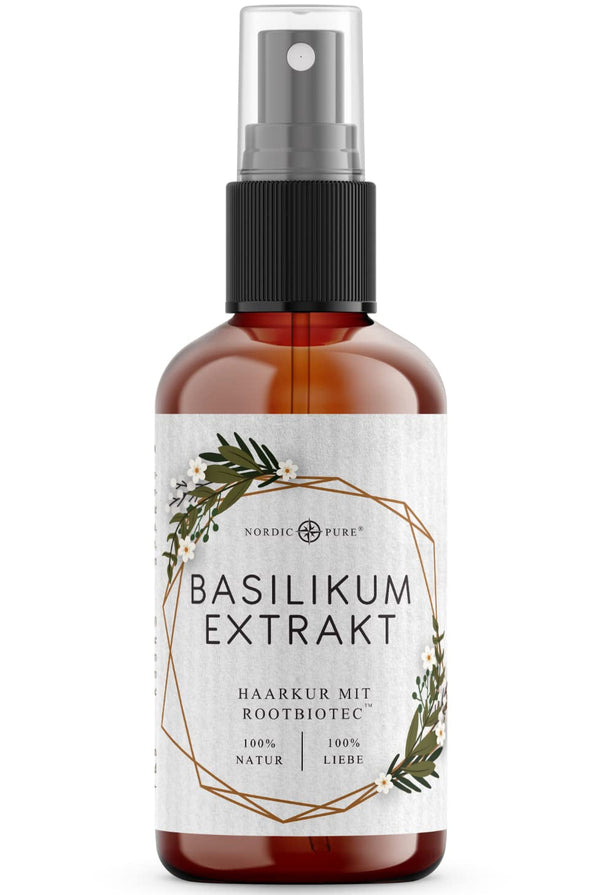 Tratament pentru păr cu extract de busuioc de la Nordic Pure | Pentru îngrijirea părului subțire, uscat și fragil | Poate preveni căderea părului | 100ml Ingrijirea parului Naty Shop Titlu implicit