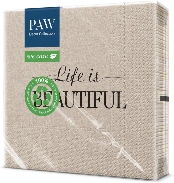 Collection de décoration de pattes X PAW DÉCORD COM LINES DE PAPIER CM avec 3 couches. 20 pièces. Imprimé avec des couleurs à base d'eau. Décorations de table. Nature, HIRSC, PAW_022022, cerf, 33 x 33 cm (package avec 3)