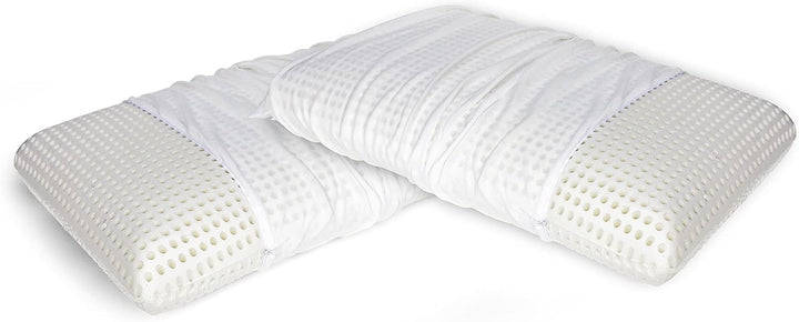 Talamo Italia Set de 2 perne pentru pat, 100% Made in Italy, pernă detașabilă "săpun" din spumă de memorie perforată, hipoalergenică și respirabilă, 70X40Xh16 Cm Perne standard Naty Shop Altezza 16 Copertă inclusă Set Da 2