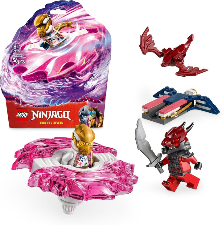LEGO NINJAGO Sora's Dragon Spinjitzu Spinner - Jucărie Ninja de acțiune cu 2 minifigurine - Set de joacă mic pentru copii - Idee de cadou pentru băieți și fete de la 6 ani 71824 Seturi de constructie Besuche den LEGO-Store Titlu implicit