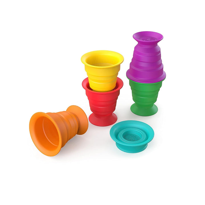 Baby Einstein, jucărie cu rotiță lipicioasă, perfectă pentru călătorii sau deplasări, bază absorbantă pentru fixarea pe suprafețe netede ,1 bucată (pachet de 1) Jucarii Bebe Naty Shop Stack Squish Mic