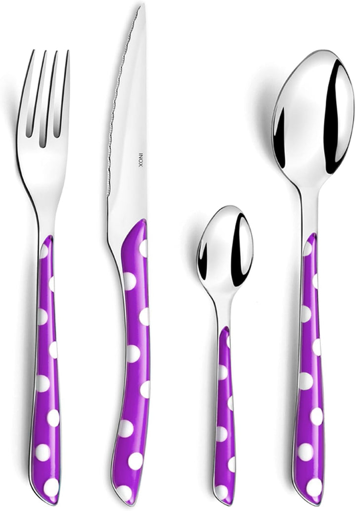 Amefa ECLAT set de tacâmuri NATURE, 24 de piese, 6 persoane Bucatarie Naty Shop Cu puncte Violet 16 piese