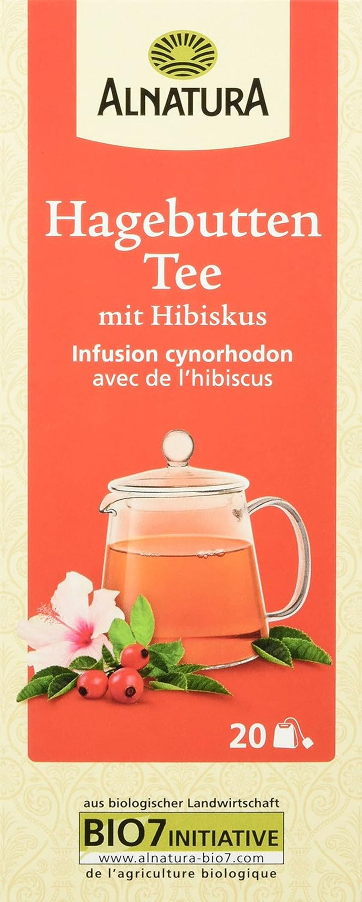 Ceai organic de măceșe cu hibiscus, 20 pliculețe, 50 g