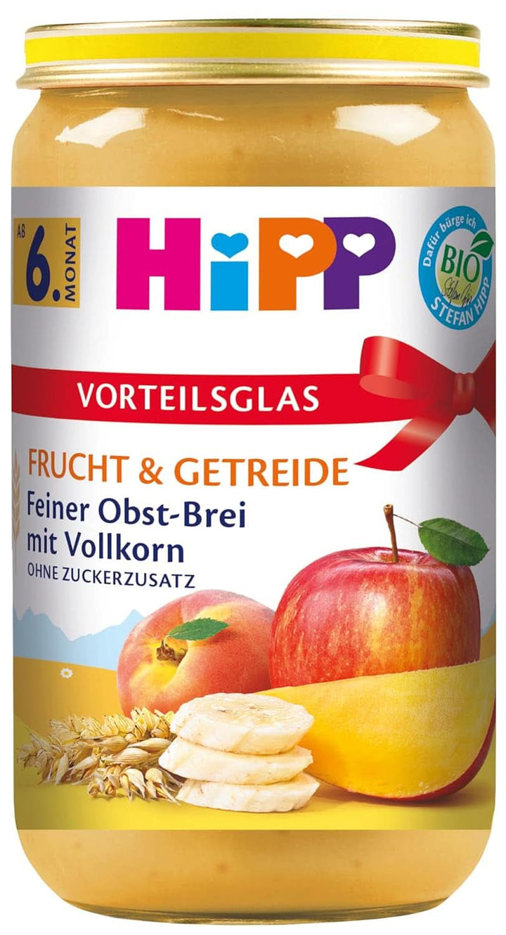Hipp Pere-Banane cu biscuiți, pachet de 6 (6 X 190 grame) Mama si Copilul Naty Shop 6 x 250 grame Terci de fructe fine cu făină integrală