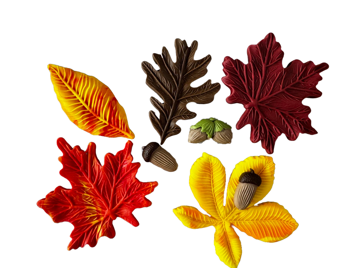 Set 8 decoratiuni comestibile din pasta de zahar, Toamna Decoratiuni din Pasta de Zahar Naty Shop