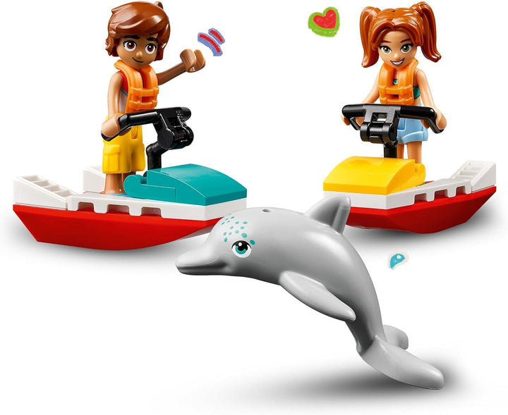 Turn de observare a salvamarilor LEGO Friends cu jet ski-uri, jucărie pentru copii, idee de cadou pentru fete și băieți de la 5 ani cu 2 figurine și delfin, jucărie jet ski 42623 Seturi de constructie Besuche den LEGO-Store
