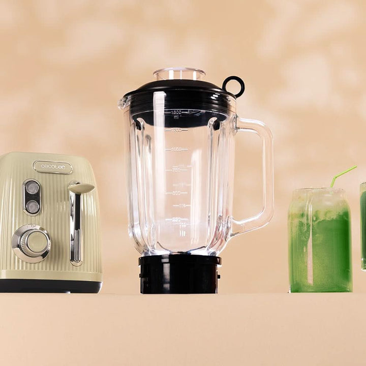 Cecotec Standmixer Retro Power Black Titanium Retrogreen. 1200W Maximale Leistung, 2 Geschwindigkeiten, 4-Klingen-Messer Mit Schwarzer Titanbeschichtung Und 1,5L Krug, Vintage-Design in Grün Bucatarie Naty Shop