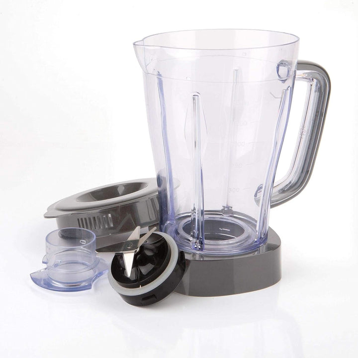 BLACK+DECKER Standmixer | 500W | 2 Geschwindigkeiten | Pulse-Funktion | Glaskrug | 1,5L | Edelstahlmesser Mit 4 Klingen | Herausnehmbar Und Leicht Zu Reinigen | Weiß Und Grau Bucatarie Naty Shop