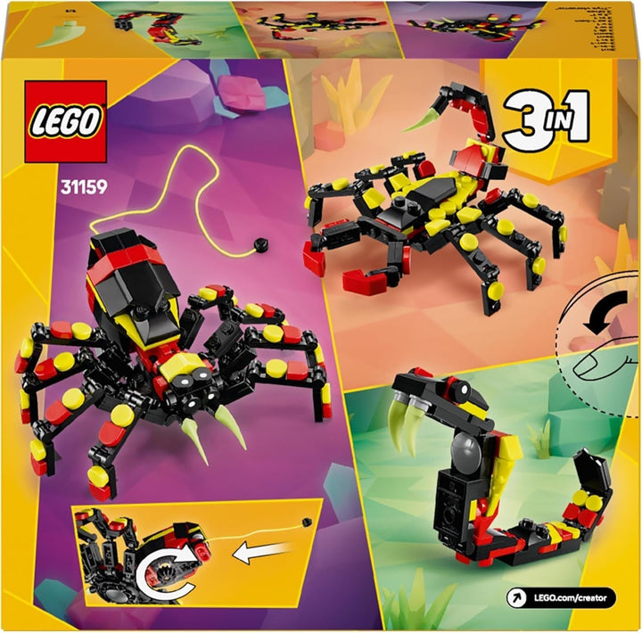 LEGO Creator 3In1 Animale sălbatice: Păianjen surpriză - jucărie de reconstruit într-o figură de scorpion sau șarpe - set de construcție cu 3 modele - cadou pentru băieți și fete de la 7 ani 31159 Seturi de constructie Besuche den LEGO-Store